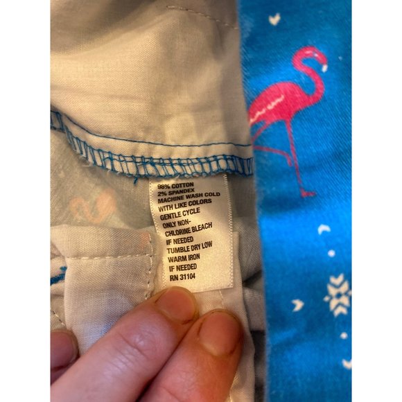 Crown and Ivy Blue Pink Flamingo Cotton Bermuda Shorts Women's 4 - Picture 7 of 8